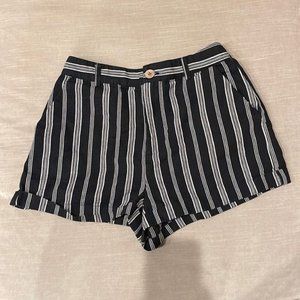 Forever 21 black and white stripe size medium cuffed hem 2” inseam Shorts